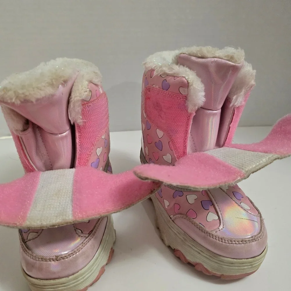 Girls Minnie Mouse Unicorn Pink Winter Snow Boots Size 10 Disney Shimmery Sequin